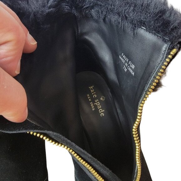 Kate Spade Stasia Black Suede Wedge Boots Size 7 – Luxe & Very Gently Used! - Picture 3 of 9